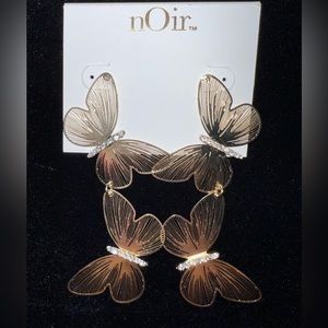 New Noir Butterfly Crystal Dangle Earrings